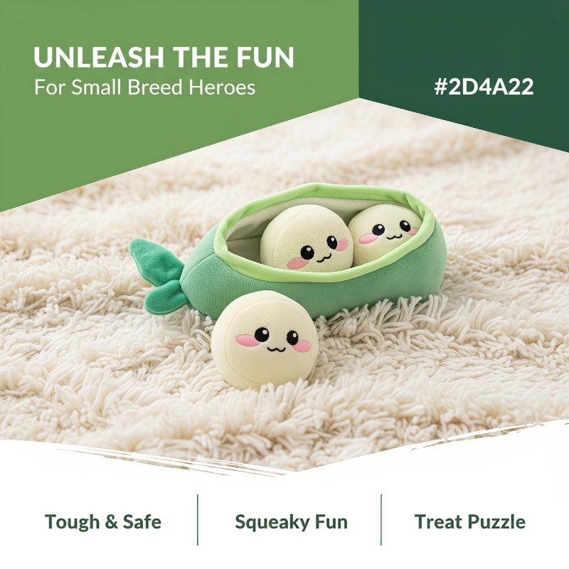 Interactive Squeaky Plush Dog Toy - 1Pc Small Dog Pea Pod Plush